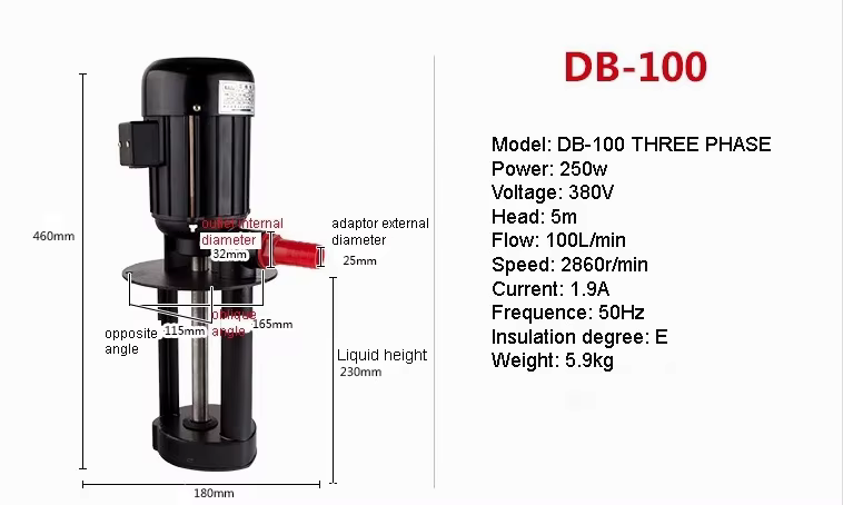 Pompe de refroidissement pour machine-outil triphasée 380V, pompe à liquide de refroidissement, pomp