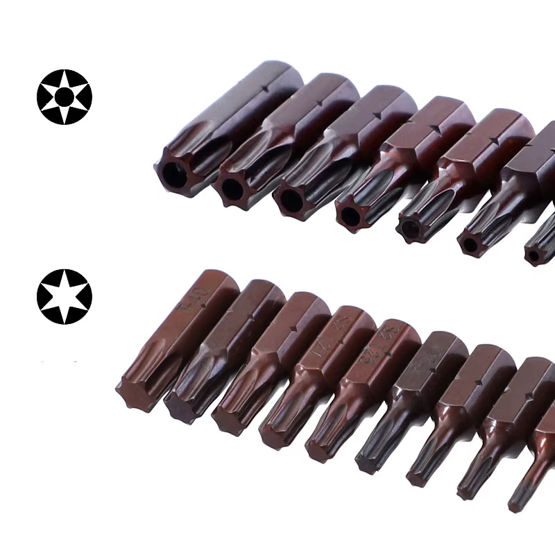 Embouts de tournevis Torx 25mm avec trou, jeu magnétique T20 T25 T6-T40 1/4 pouces, tournevis électr