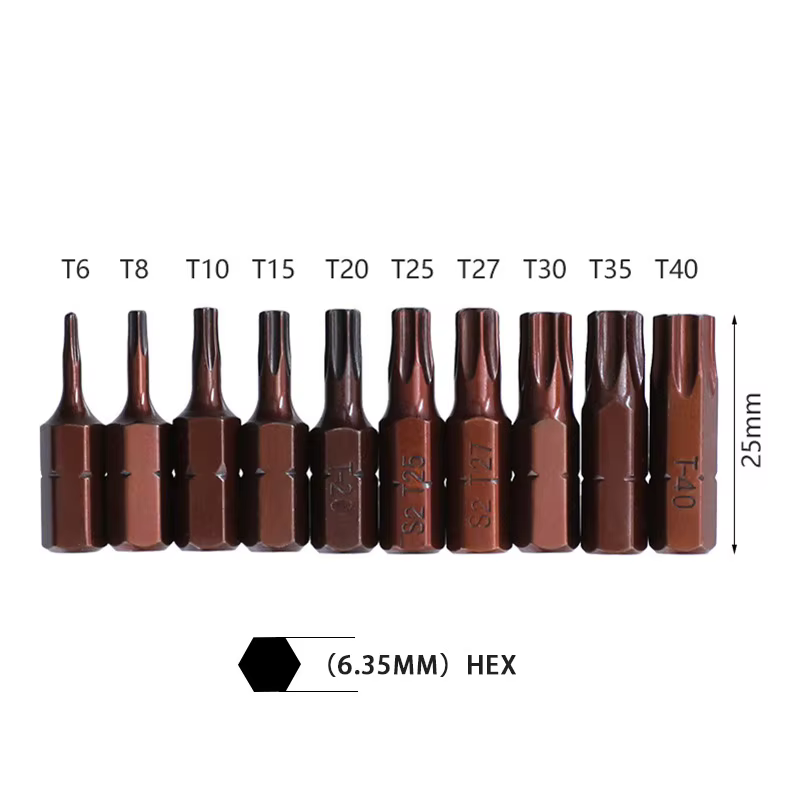 Embouts de tournevis Torx 25mm avec trou, jeu magnétique T20 T25 T6-T40 1/4 pouces, tournevis électr