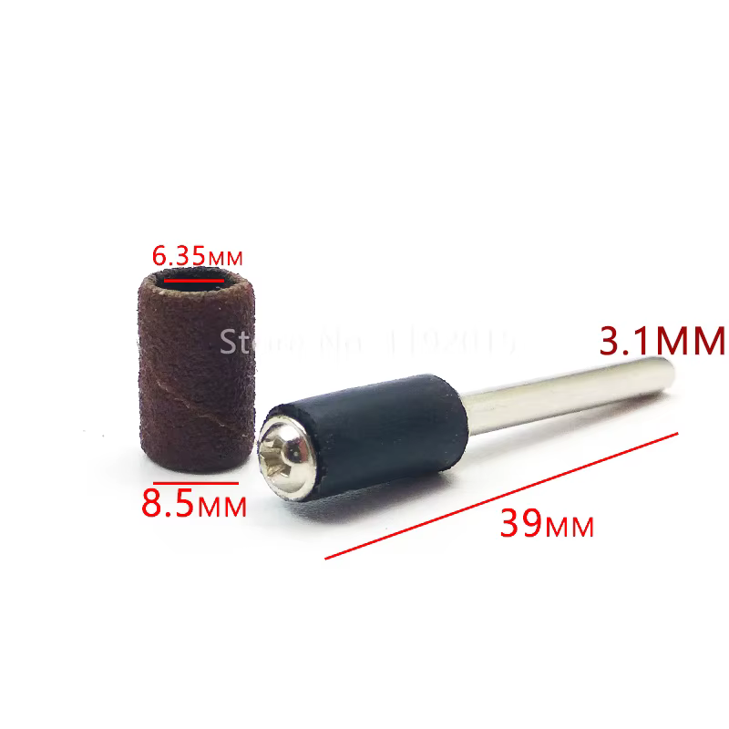 Kit de ponçage à tambour de 1/4 "6.35MM + 2 mandrins à bande, outil rotatif à tige de 1/8", forets à