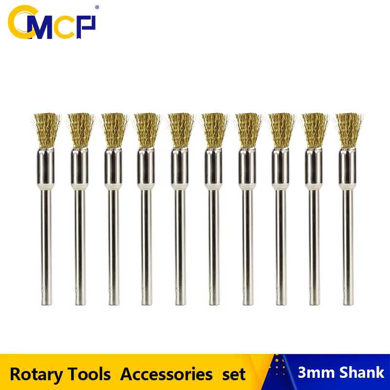 CMCP 10/20 pièces 3mm tige en laiton fil roue brosse brosse de polissage pour Mini perceuse métal an