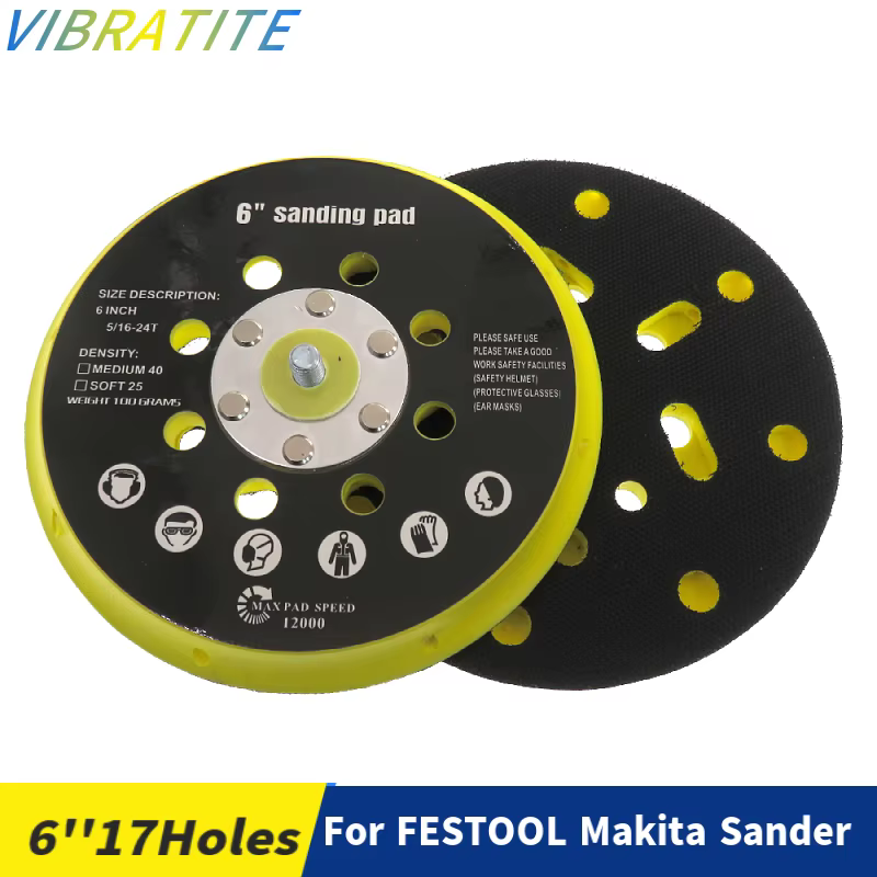 Plaque de support de ponceuse compatible avec Festool, 6 ", 17 trous, 150mm, RO1, ES150, ET2, ES150,
