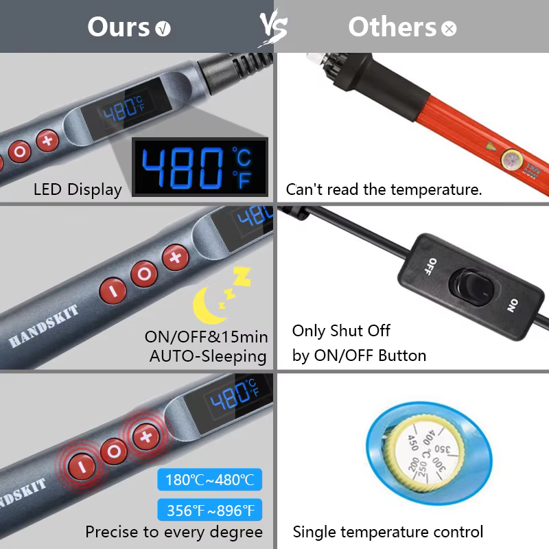 Fer à souder électrique 100W, réglage numérique de la température, sommeil automatique, chauffage in