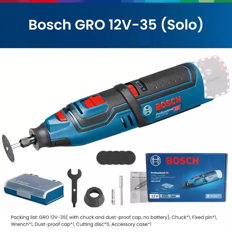 Bosch-Meuleuse sans fil GRO 12V-35, batterie Li 12V, outil à distance polyvalent, propositions rapid
