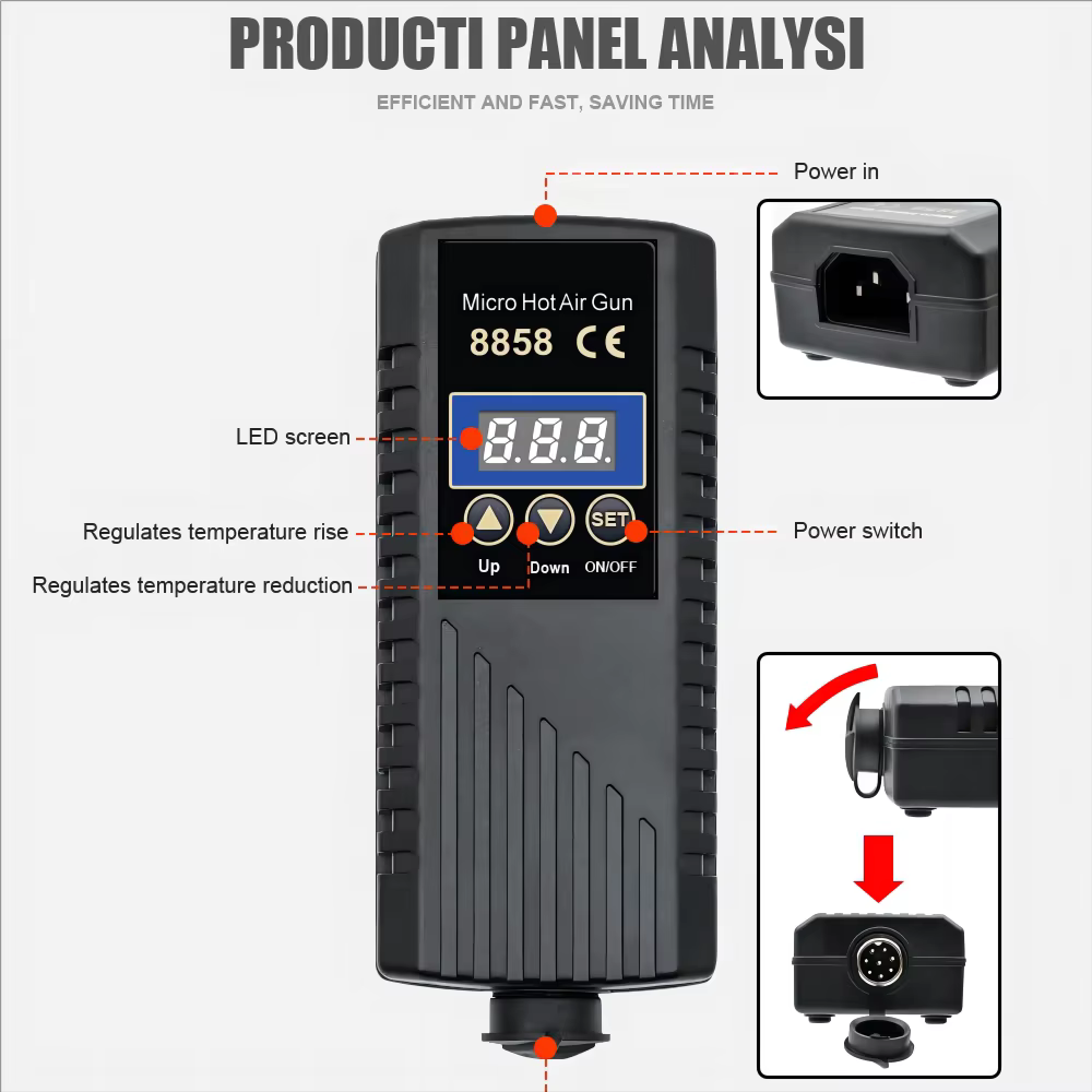 JCD 750W pistolet thermique affichage numérique Micro Station de soudage de retouche pistolet à Air 