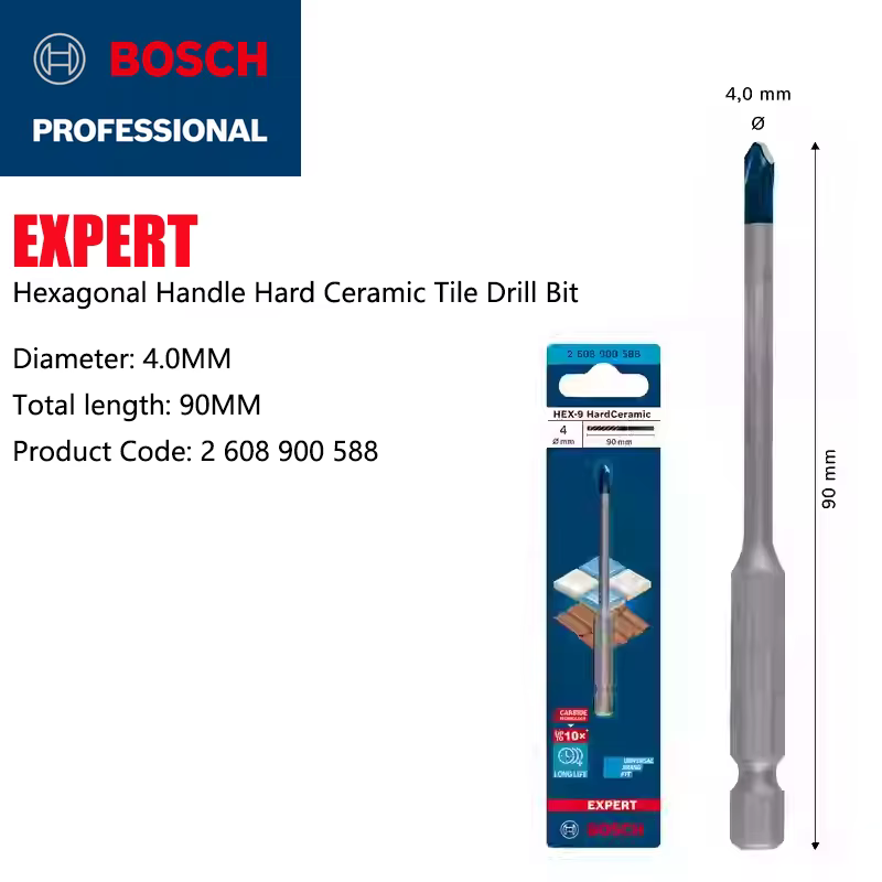 Forets en céramique dure BOSCH Hex-9 EXPERT Small Blue Arrow pour le perçage de marbre, de carrelage