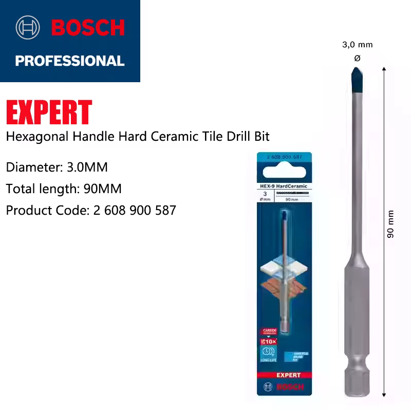 BOSCH Hex-9 forets en céramique dure EXPERT petite flèche bleue sol en marbre carrelage vitrifié tro
