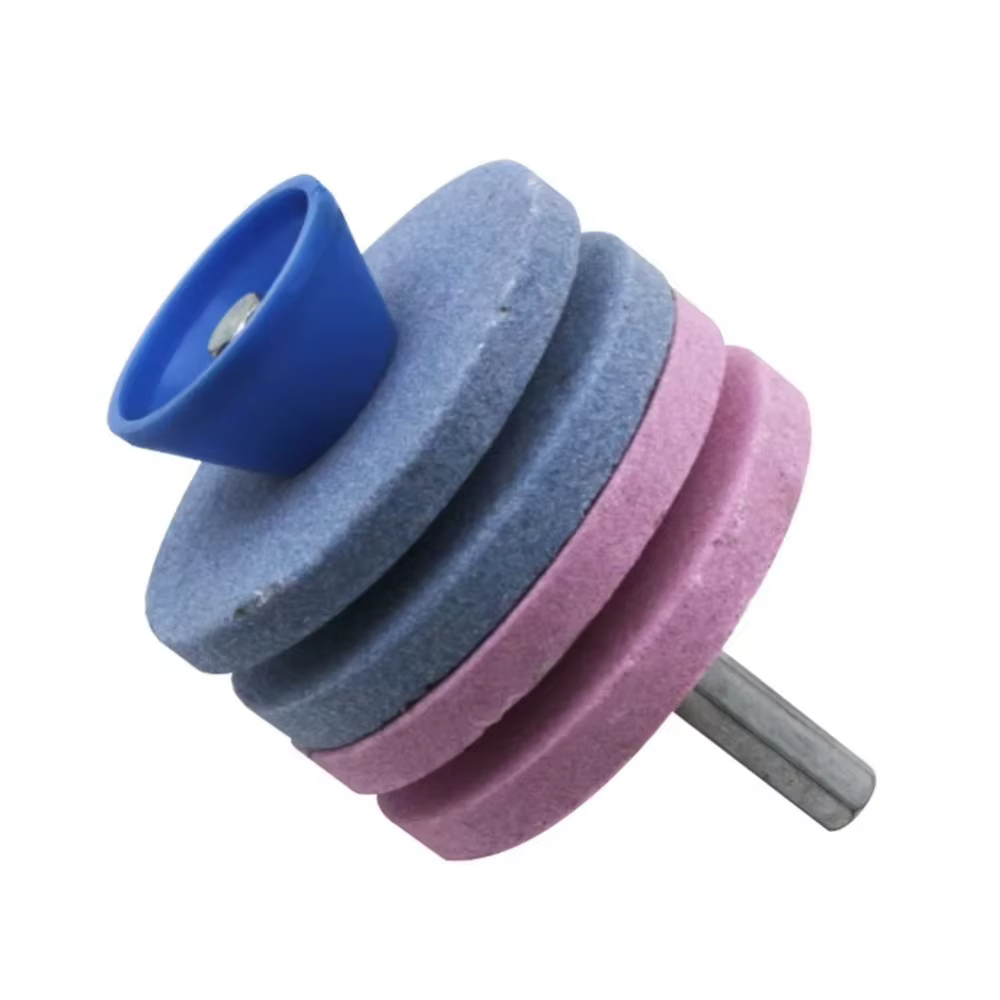 Affûteur de tondeuse à gazon 56 mm, pierre à aiguiser à quatre couches, double meule universelle pou