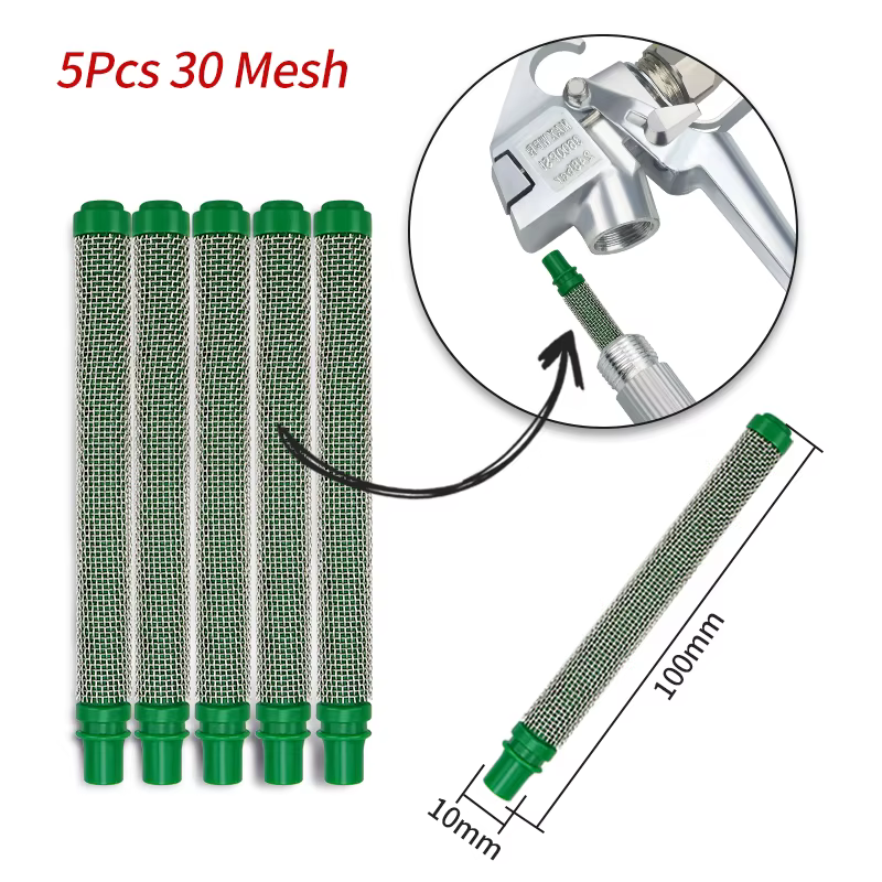 Lot de 5 filtres pour pistolet de peinture airless, mailles 30-200, réduit le colmatage de la buse,