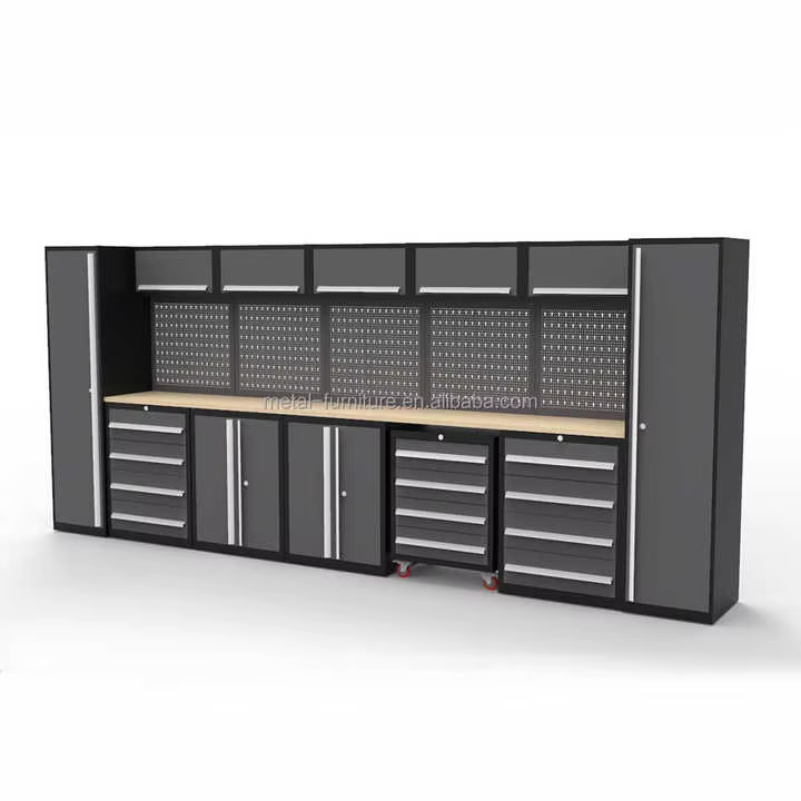 Armoire à outils à 8 tiroirs sur roulettes, établi d'atelier, armoire à outils économique à montage 