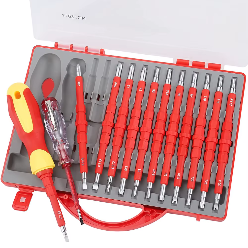 Kit de tournevis isolés professionnels 1000V, 14 en 1, embouts magnétiques, haute sécurité, outils i