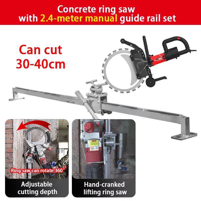 Scie à anneau pour béton 220V-240V avec rail de 2,4 m, coupe-mur électrique haute puissance, coupe j
