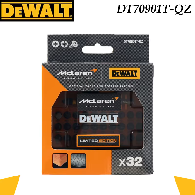 DEWALT McLaren F1 Team DT70901T-QZ Ensemble de 32 embouts de tournevis, édition limitée avec technol