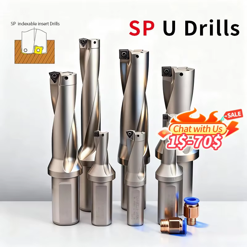 Forets à plaquettes SP U Drill SPMG 11mm-49mm 2D 3D 4D 5D, outil de perçage violent indexable pour m