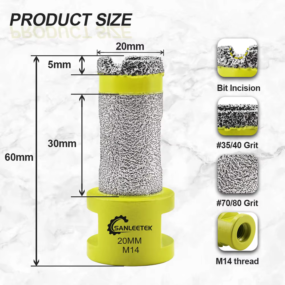 SANLEETEK Forets diamantés 20/25/35/50/68mm pour la découpe de carreaux, idéaux pour le ponçage de l