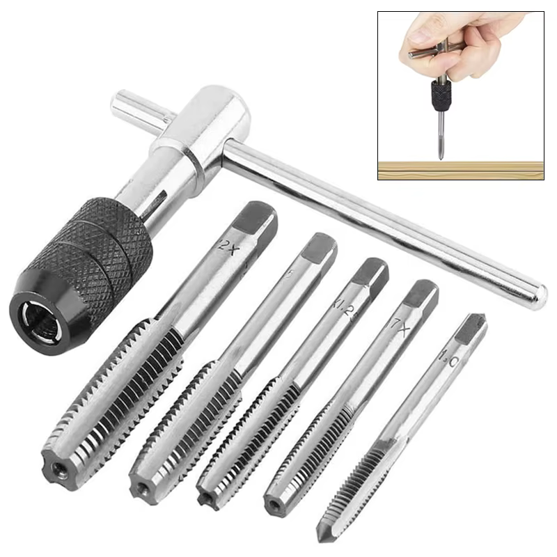 Jeu de perceuses à clé de type T de haute qualité, outils de taraudage manuel, Machine à filetage, f