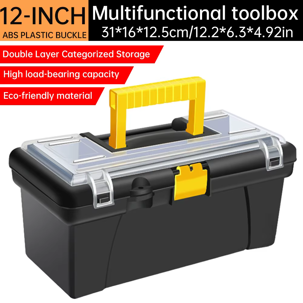 Boîte à outils portable multifonctionnelle, boîte en plastique, grande boîte de rangement pour outil