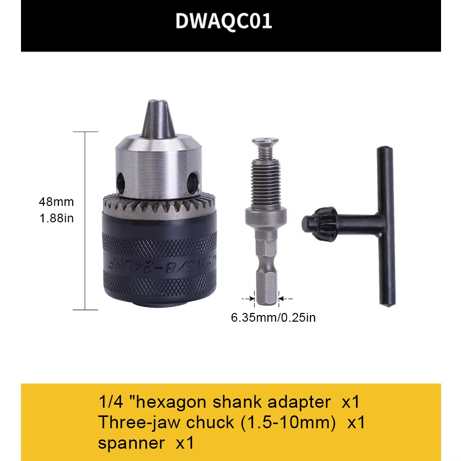 DEOBCAT-Mandrin à clé avec adaptateur SDS, pièce de rechange pour pilote, foret d'entraînement, acce