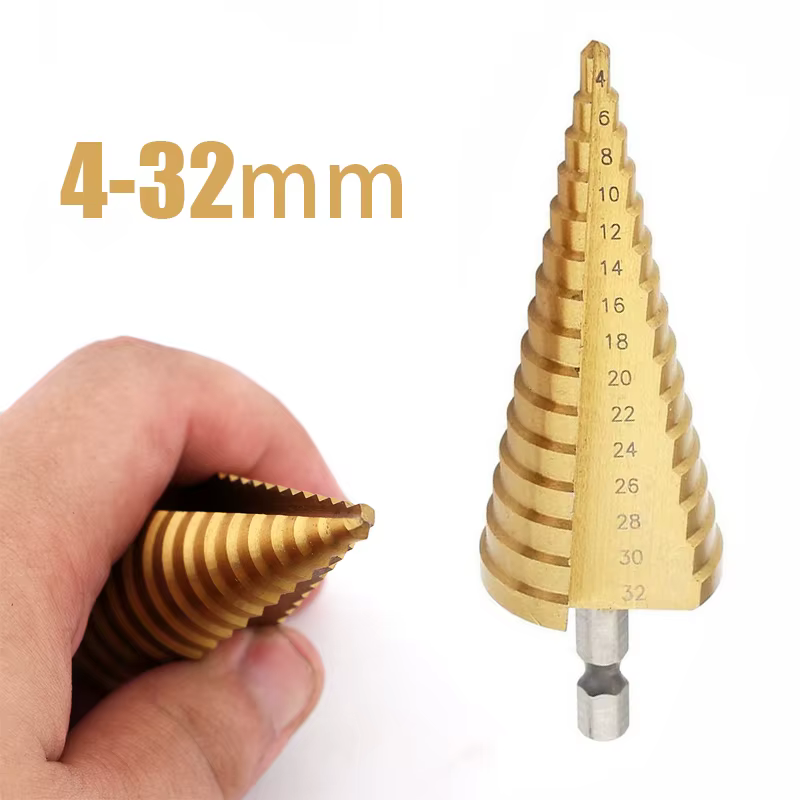 Forets à noyau hexagonal en métal revêtu de titane HSS de 4 à 32mm, jeu de forets étagé en acier rap