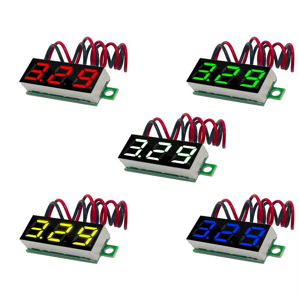 Voltmètre numérique LED DC 0.28 pouces, compteur de tension 0-100V, testeur de tension de puissance 