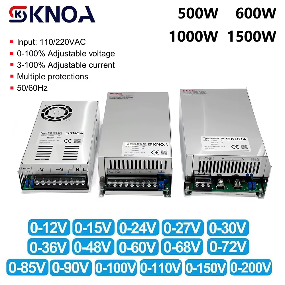 Alimentation réglable 500W 600W 1000W 1500W, 0-12V 15V 24V 36V 48V 60V 72V 85V 90V 110V 150V 200V 11