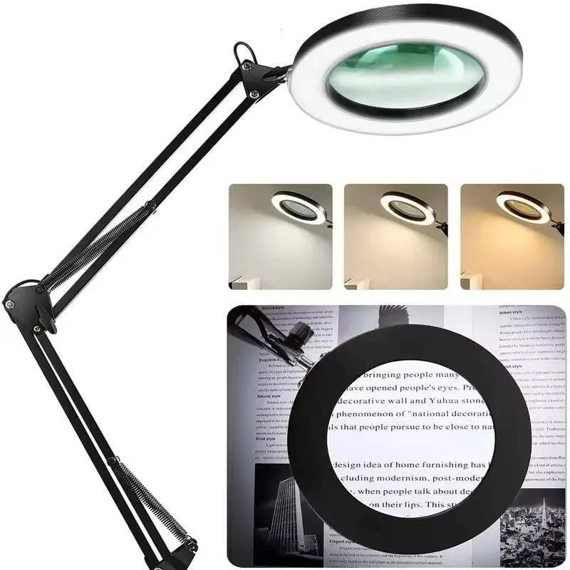 72LED 8X/10X nouvelle loupe éclairée USB 3 couleurs loupe LED pour réparation de fer à souder/lampe 