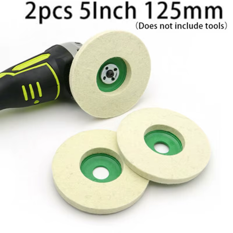 2 pièces 125mm laine feutre polissage meule tampon polisseuse meules de polissage