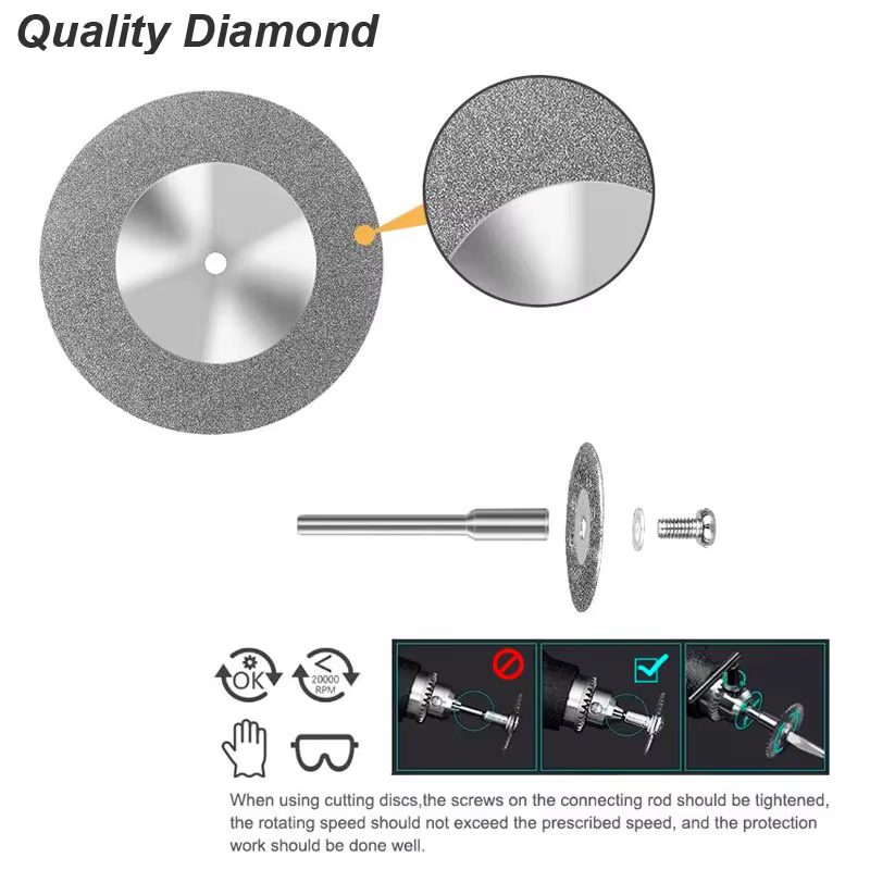 Lame de diamant, disque coupé, roue, scie circulaire, outil rotatif, Mini perceuse, bois, pierre, pl