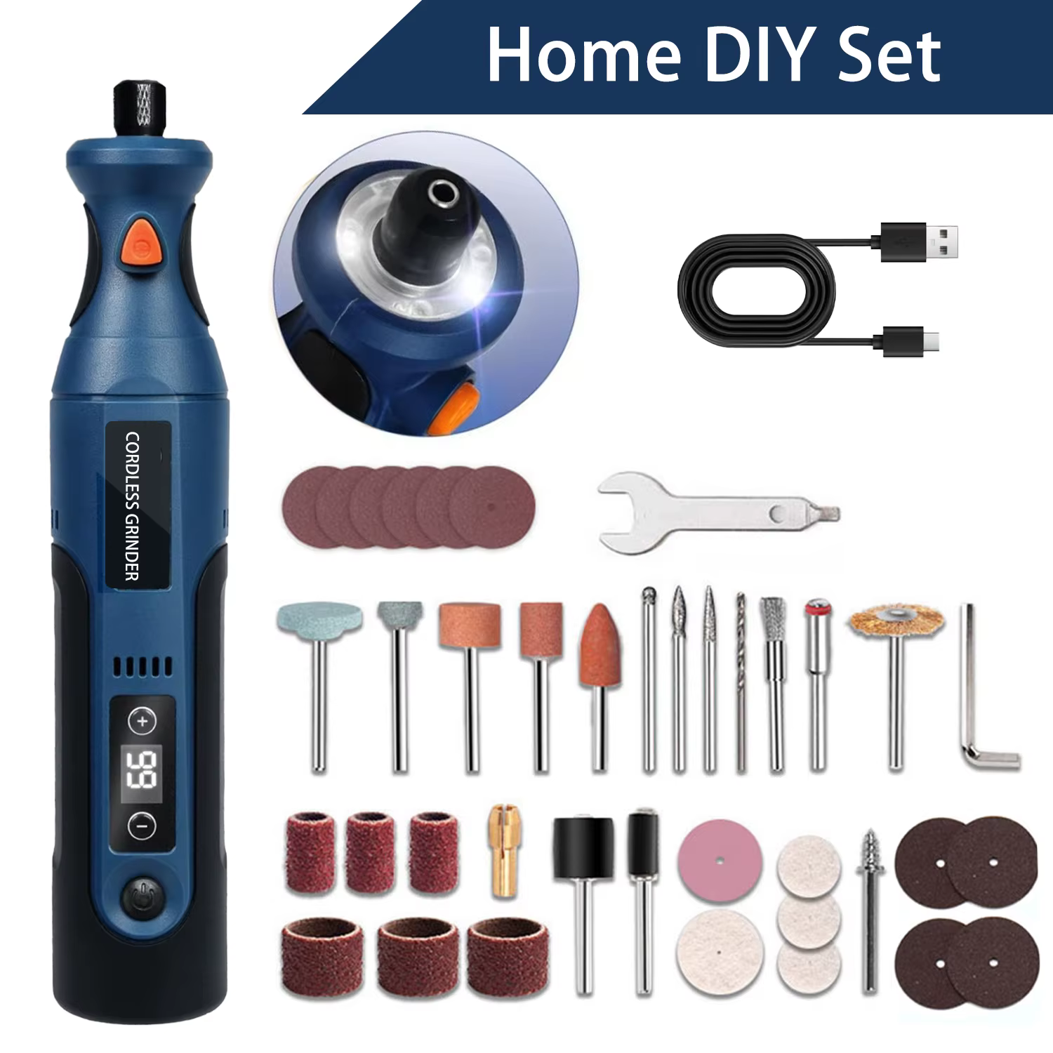 Kit d'outils rotatifs sans fil mini, 7,4 V, 12 vitesses, rechargeable par USB, pour bricolage, sculp
