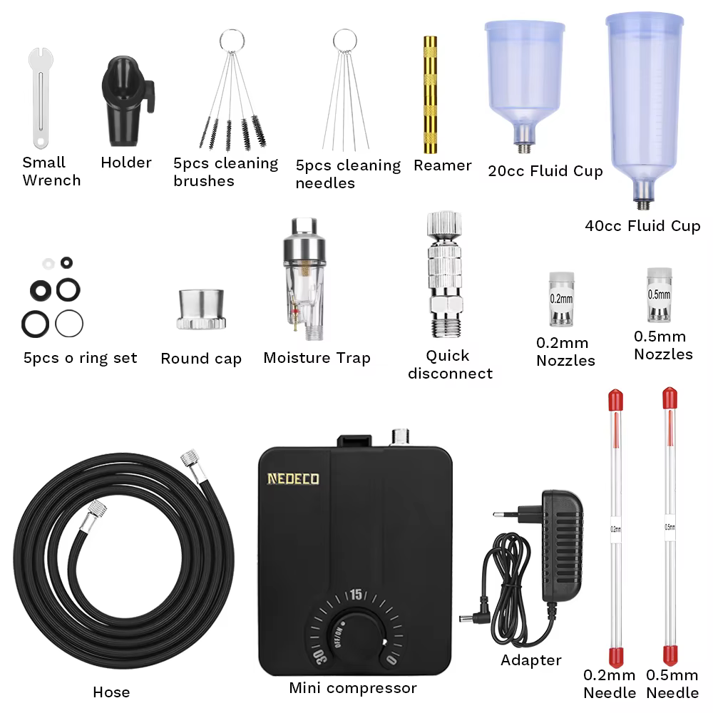 Aérographe à double Action avec Kit de compresseur d'arrêt automatique 30psi, pistolet de pulvérisat