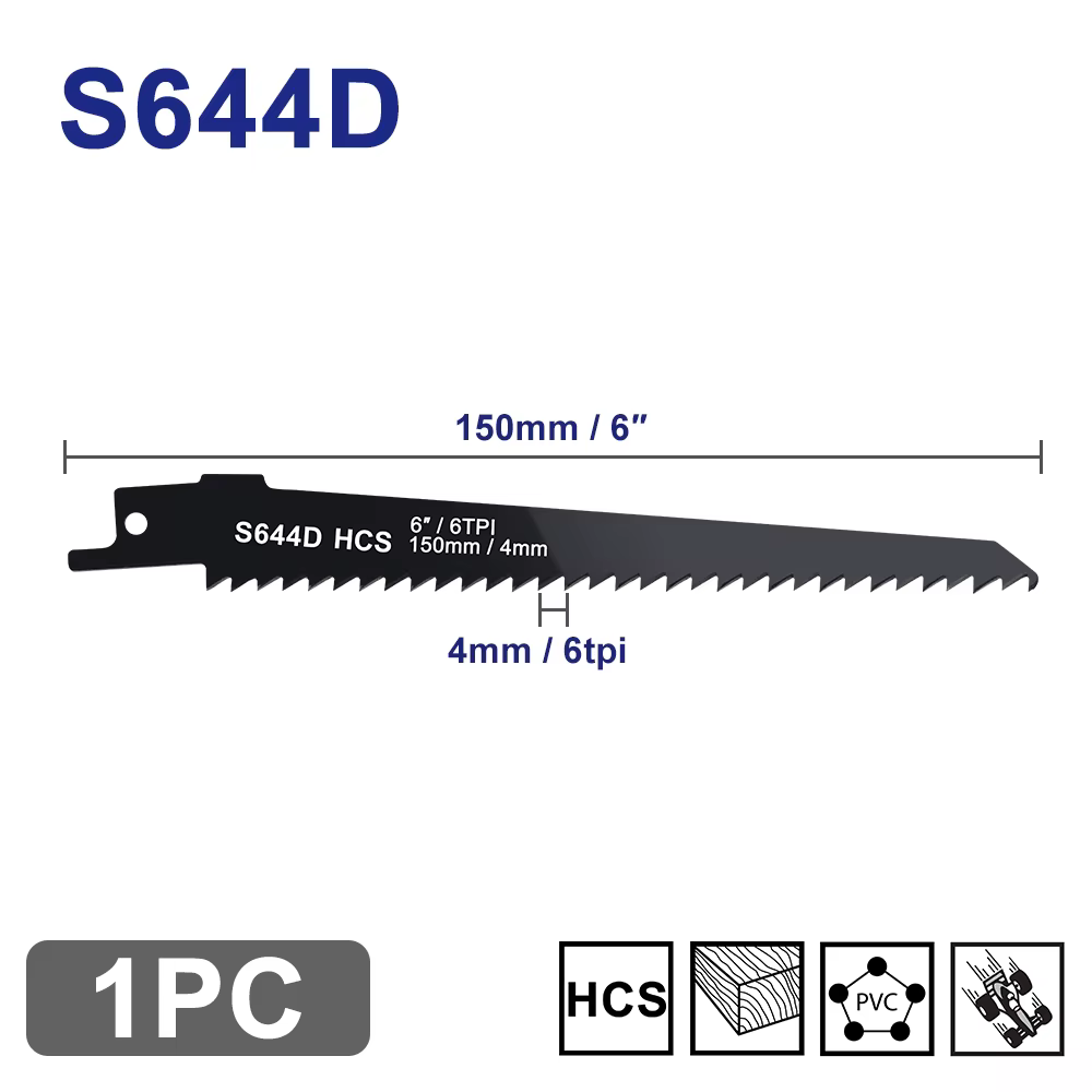 XCAN 1/2/5 pièces S644D lames de scie alternative 6 pouces 6TPI HCS sabre pour couper le bois PVC la