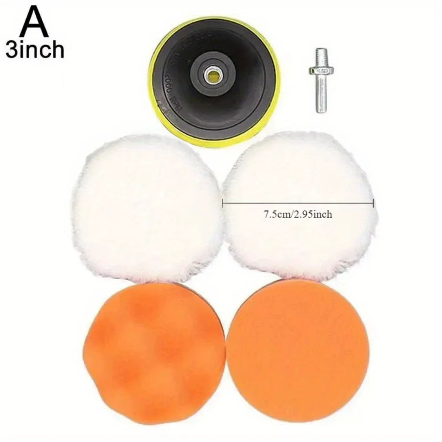 Kit de polissage de voiture 6 pièces, tampon en laine douce de 3 pouces, disque de polissage et de c