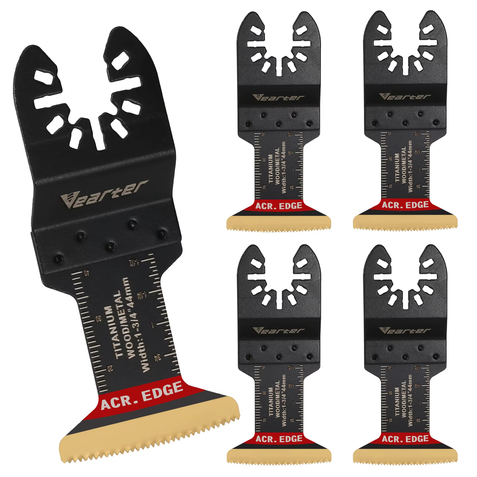 Vearter Lot de 5 lames de scie oscillant bimétallique de 44 mm, coupe de précision à bord incurvé po