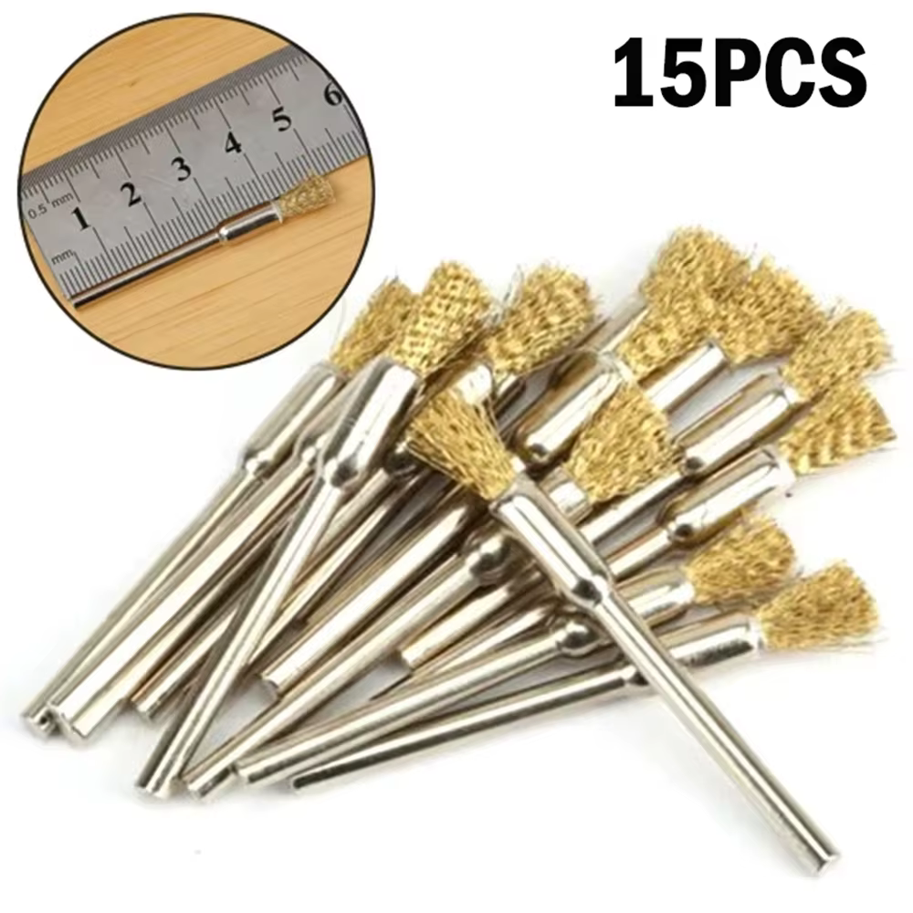 15 pièces de mini-brosses en fil de cuivre pour outils rotatifs, disques de nettoyage, de décapage d
