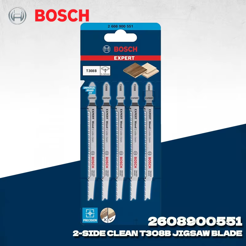 Bosch 2608900551 EXPERT T308B Lame de scie sauteuse 117 mm, 5 pièces, coupe propre des deux côtés po