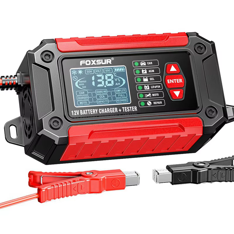 FOXSUR-Testeur de chargeur de batterie de voiture intelligent, acide de plomb de moto, AGM Deep Subs