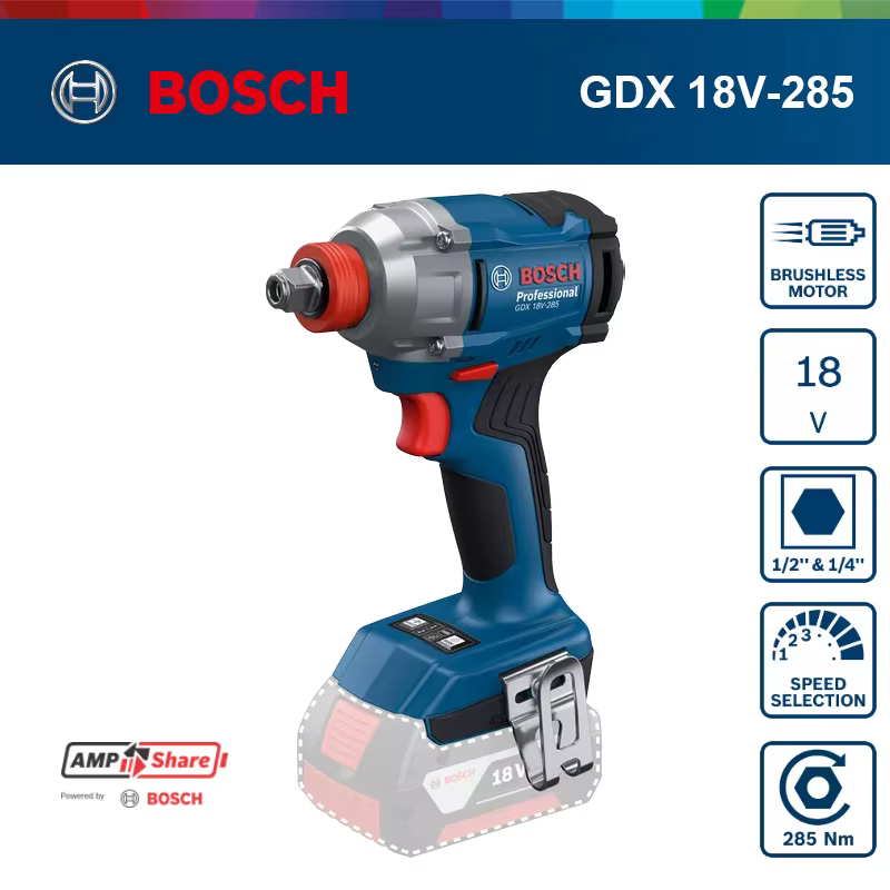 Clé à chocs sans fil Bosch GDX 18V-285, outils électriques professionnels Bosch, outil à chocs AmpSh