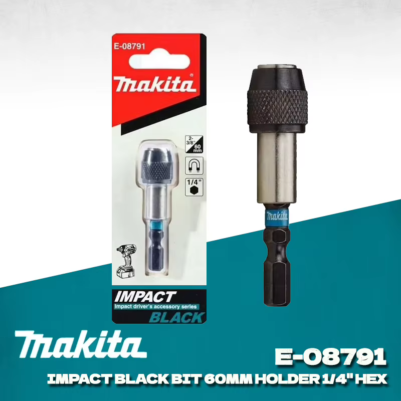 Makita E-08791 Porte-embout magnétique à percussion 60MM 1/4" avec manchon hexagonal pour perceuse é