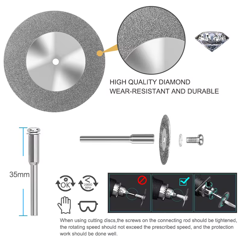 XCAN Mini lame de scie diamantée 16-60mm disque de coupe diamant avec mandrin pour outils rotatifs D