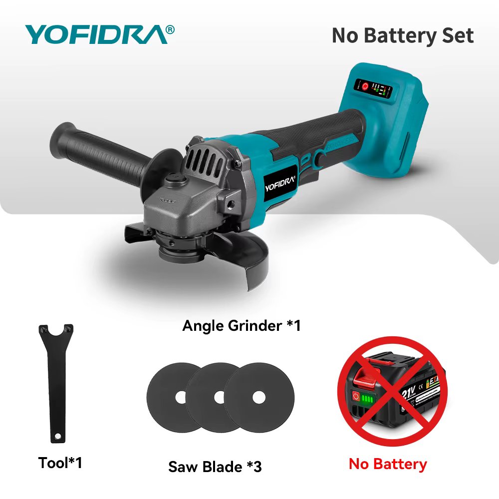 Meuleuse d'angle électrique sans fil YOFIDRA 125 mm, 3 vitesses variables, pour le travail du bois e