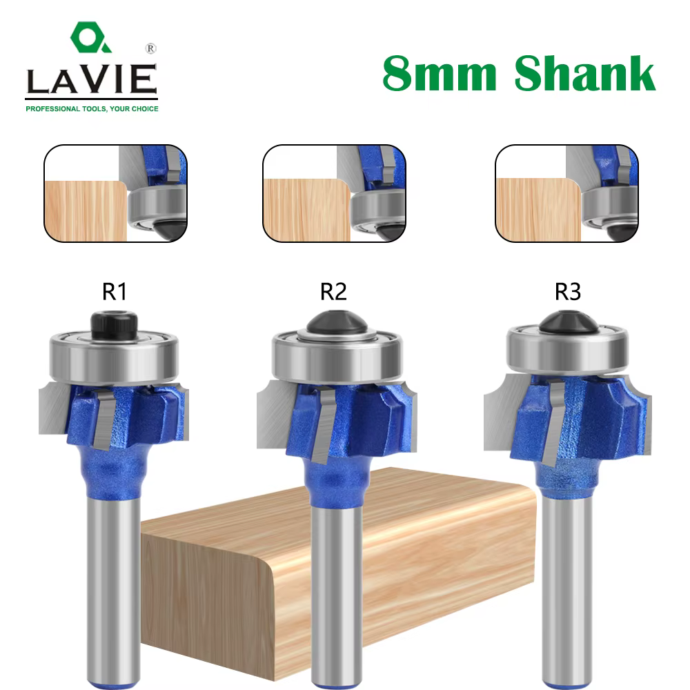 LAVIE – Ensemble de fraises à bois de haute qualité à 4 dents, queue de 8 mm, pour fraisage et finit
