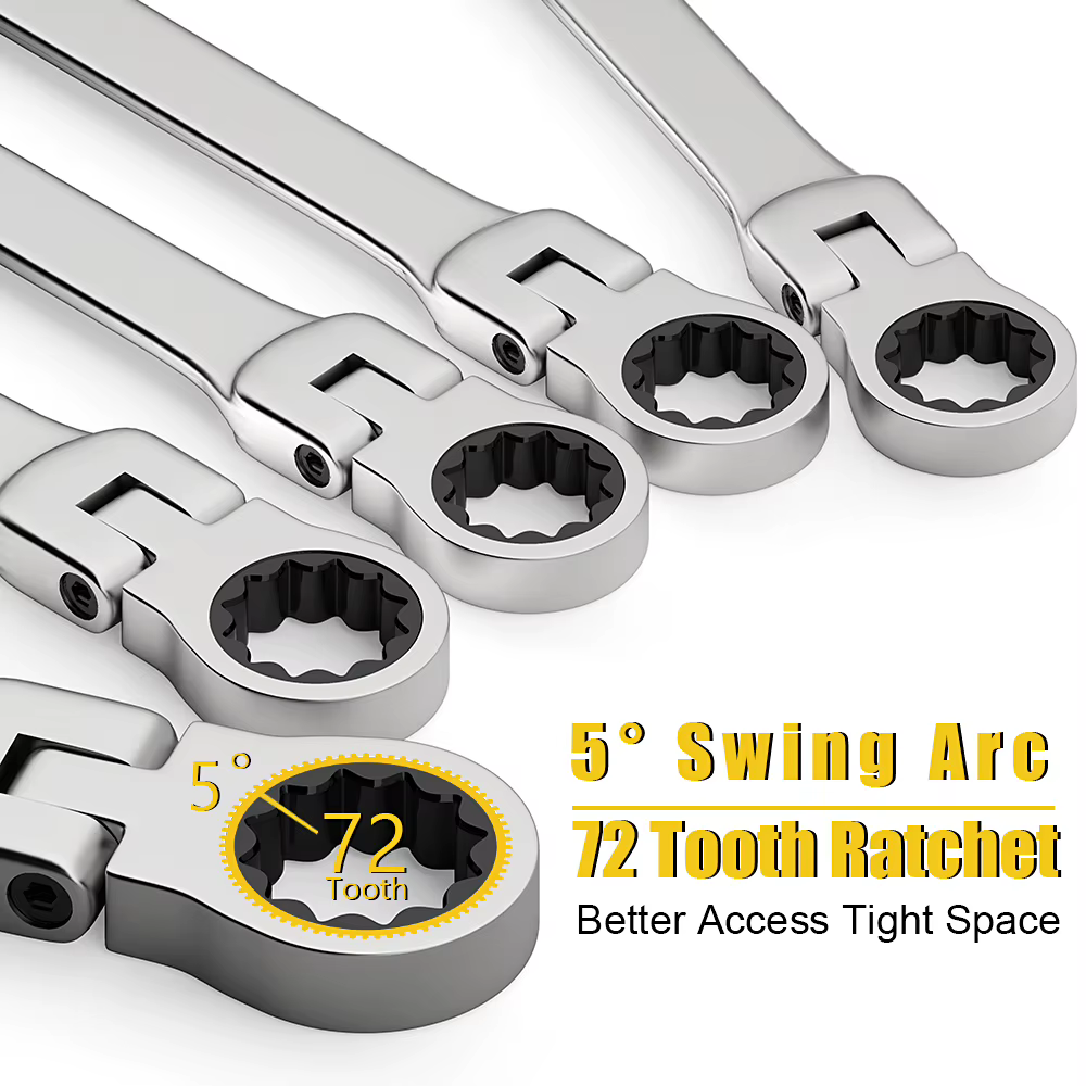 Jeu de clés combinées à cliquet, clé à cliquet à tête flexible métrique de 6 à 22 mm, clé en acier a