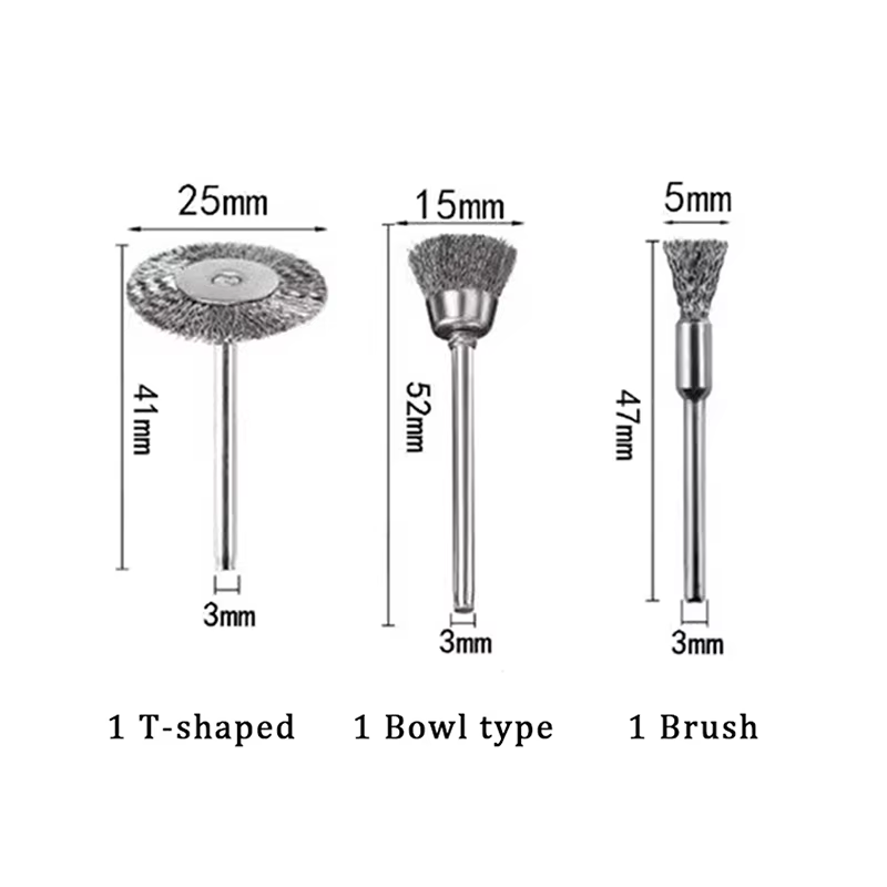 Ensemble de Mini brosses métalliques, brosse de nettoyage antirouille, roue de polissage pour meuleu