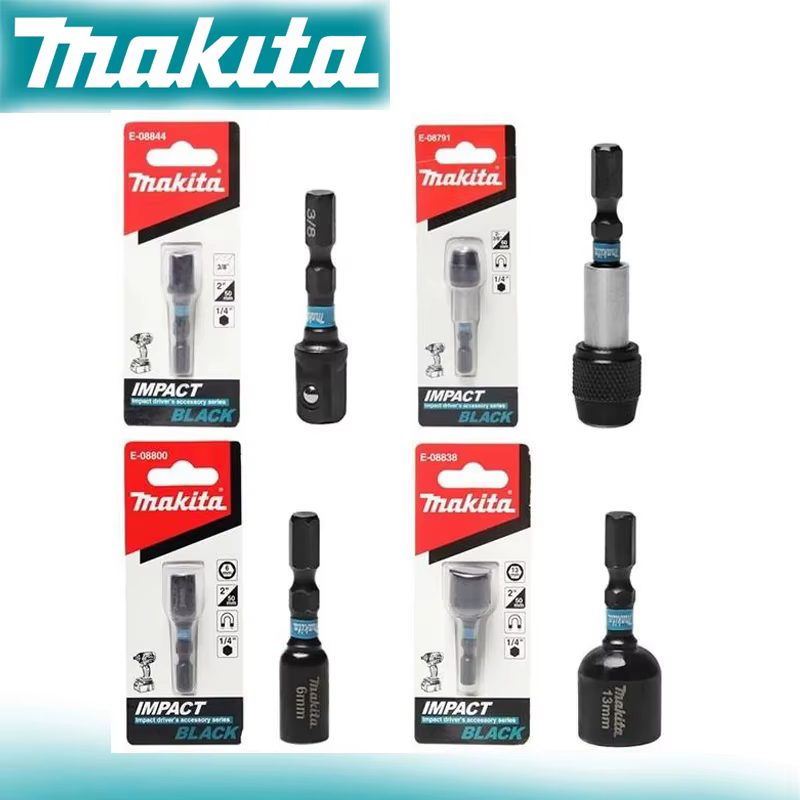 Makita Impact – jeu d'embouts à manchon magnétique série noire, douille 6mm/8mm/10mm/13mm, Extension
