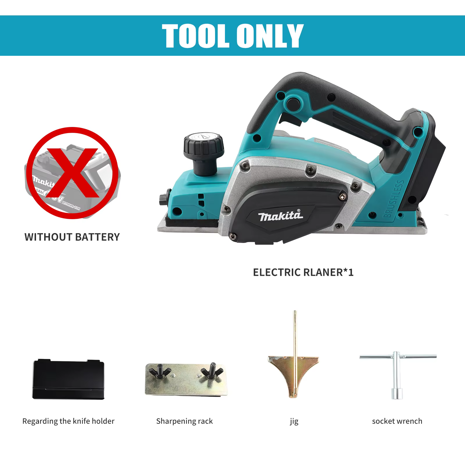 Makita – raboteuse électrique: largeur de rabotage de 82mm, 15000 tr/min, puissance 650W, profondeur