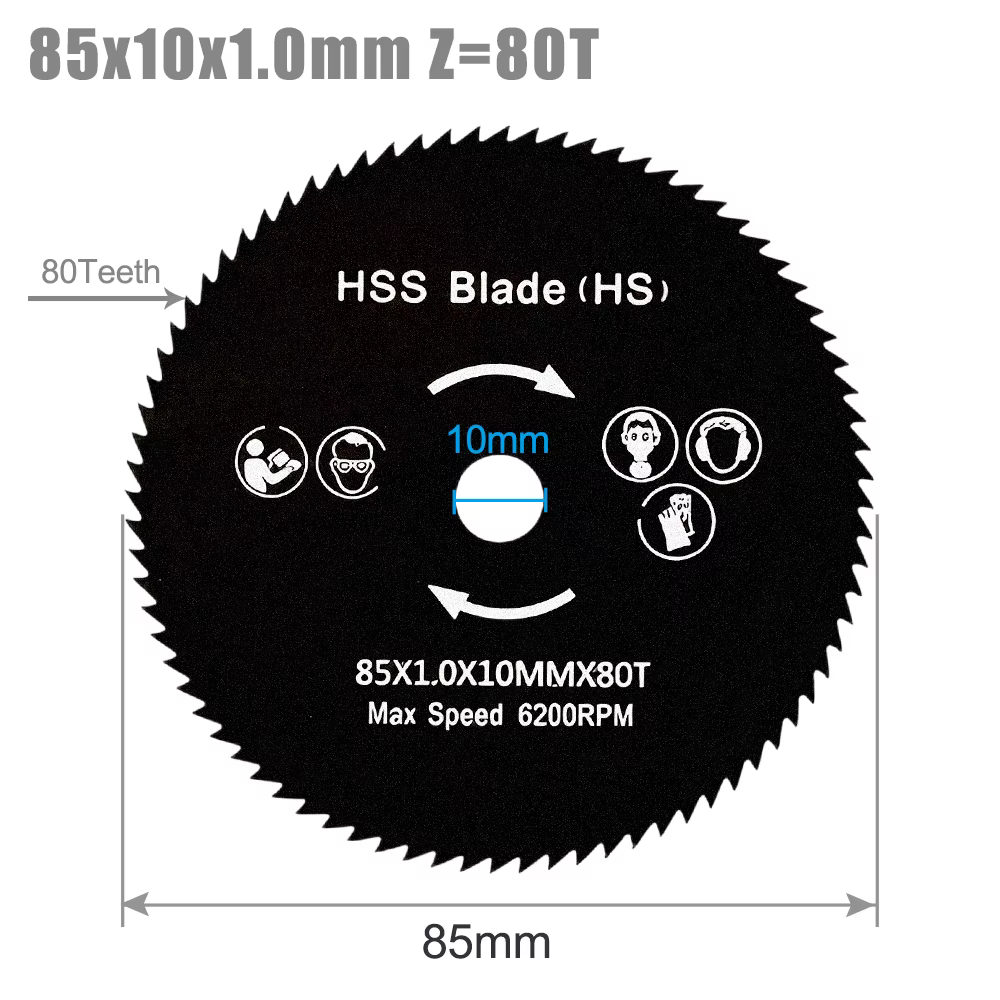 XCAN 1pc 85mm HSS lame de scie 44T/60T/72T/80T Mini lame de scie circulaire disques de coupe du bois