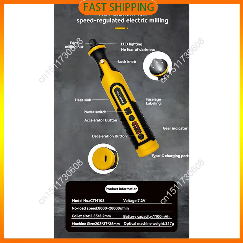 Achetez maintenant meuleuse de perceuse sans fil 7.2V, Machine de gravure d'outil rotatif de Micro-T