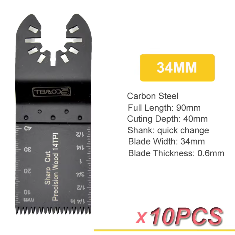 Lame multi-outils oscillante à dents japonaises de 34mm de large, pour un nettoyage rapide, coupe du
