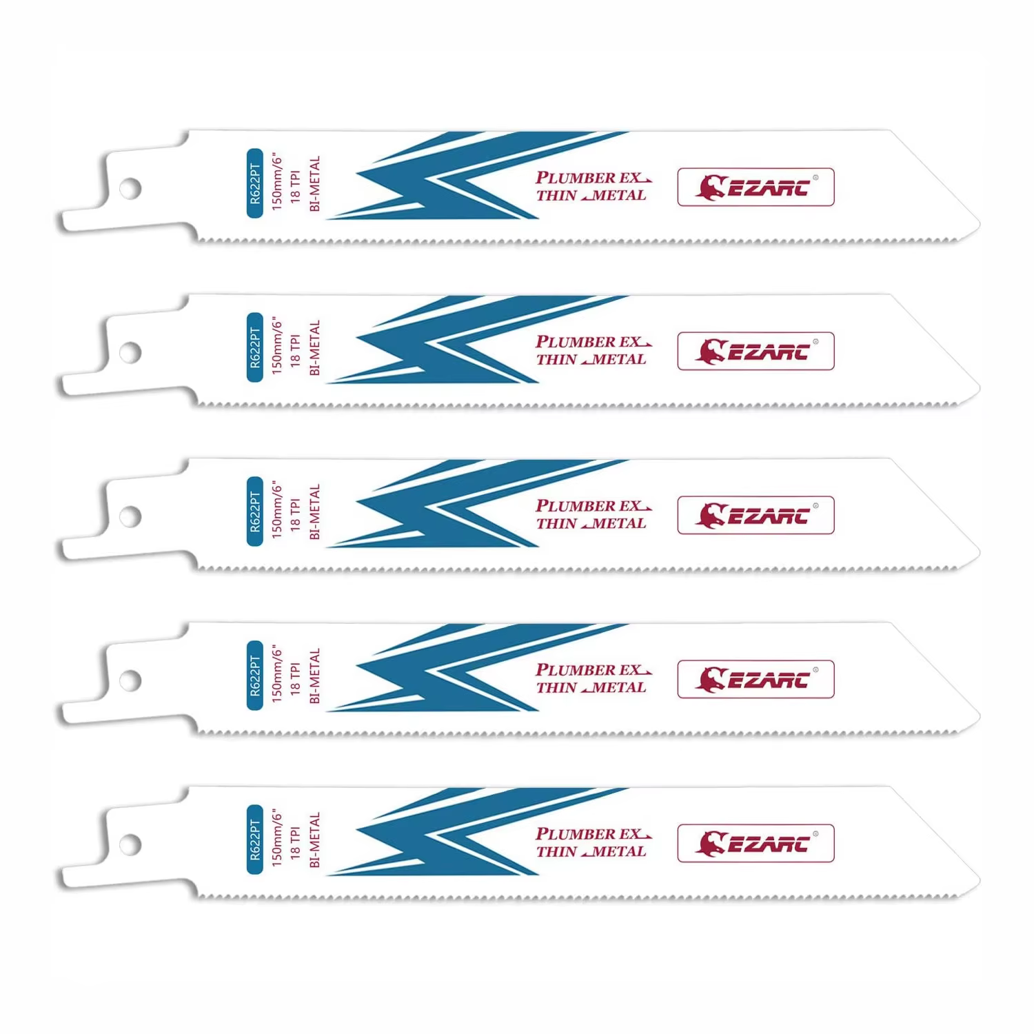 Lame de scie sabre bi-métal au cobalt EZARC de 6 pouces pour la coupe de métaux fins à moyens, 150 m
