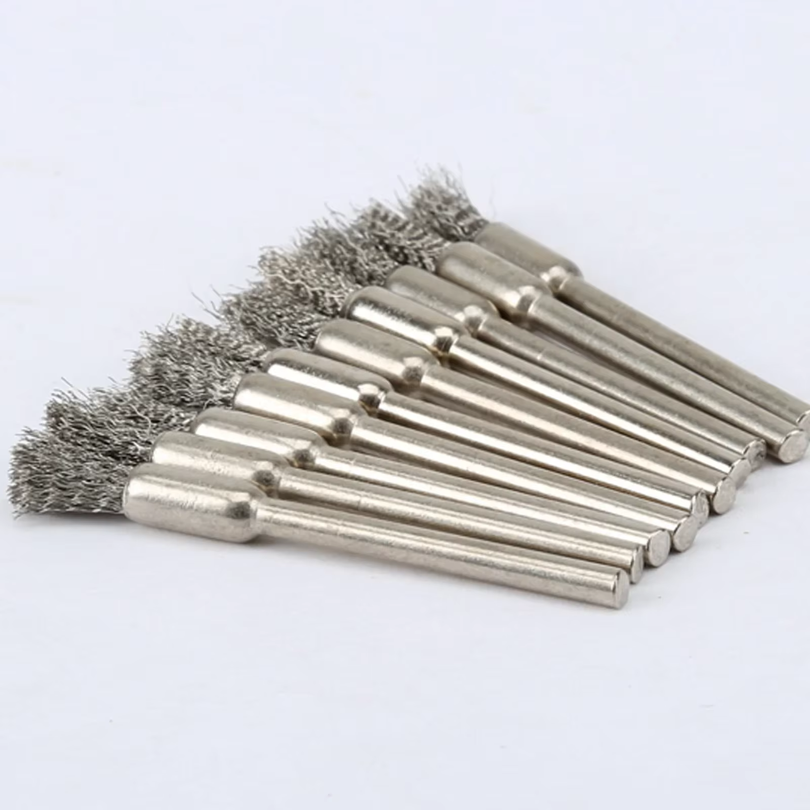5/10 pièces brosses à crayons en acier inoxydable monté fil roue mandrin ensemble Dremel accessoire 